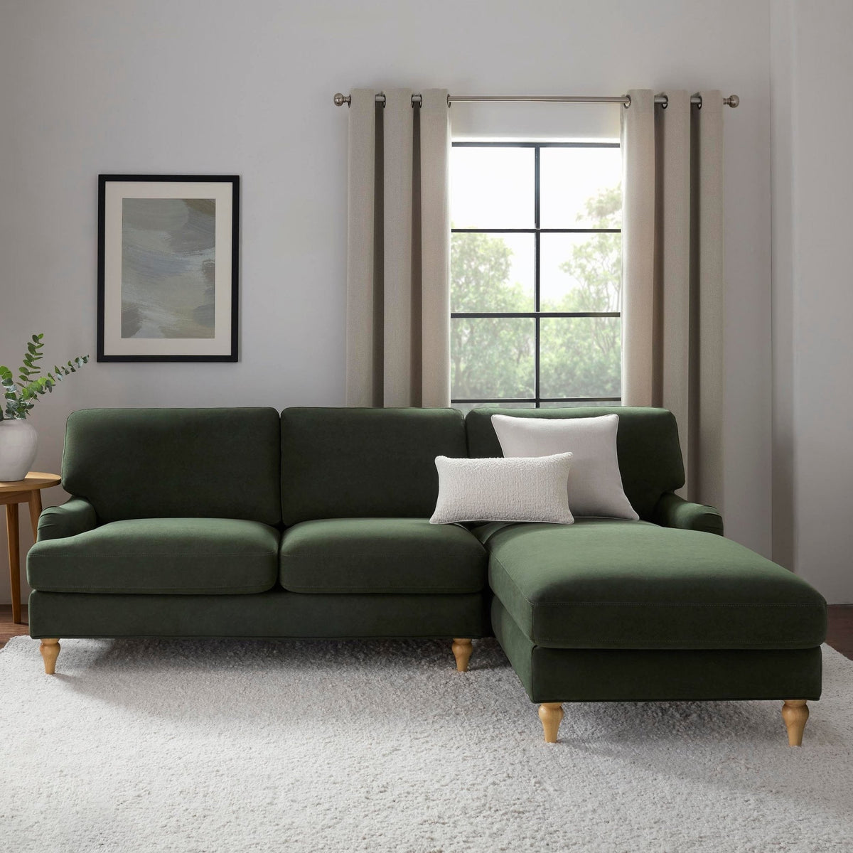 Dusklia - Hampshire Right Hand Chaise Sofa - Dark Olive