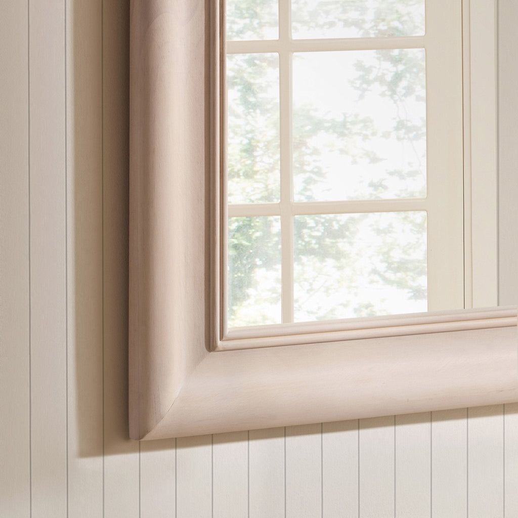 Dusklia - Hampton Arched Wood Large Mantel Mirror - Washed White