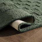 Dusklia - Hand Woven Wool Checkerboard Rug - Forest Green