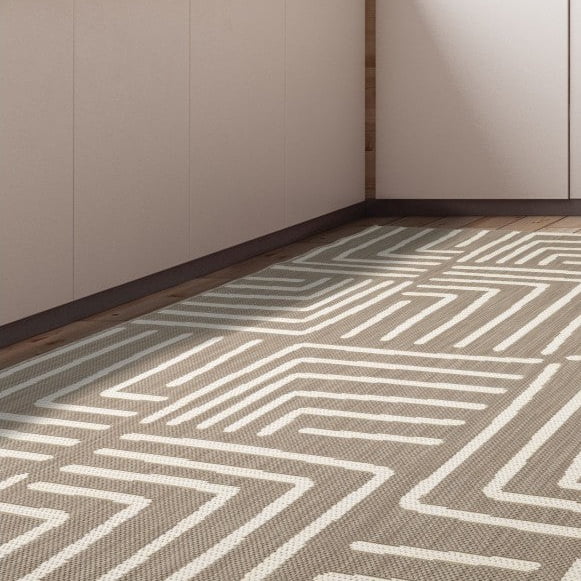 Dusklia - Hanna Flatweave Geo Contrast Indoor/ Outdoor Rug - 120x170cm - Natural
