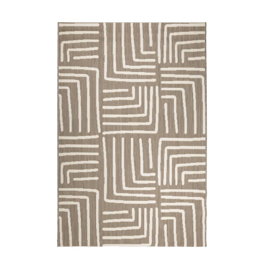 Dusklia - Hanna Flatweave Geo Contrast Indoor/ Outdoor Rug - 120x170cm - Natural