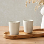 Dusklia - Hans Set of 2 Reactive Glaze Handleless Coffee Mugs - Latte