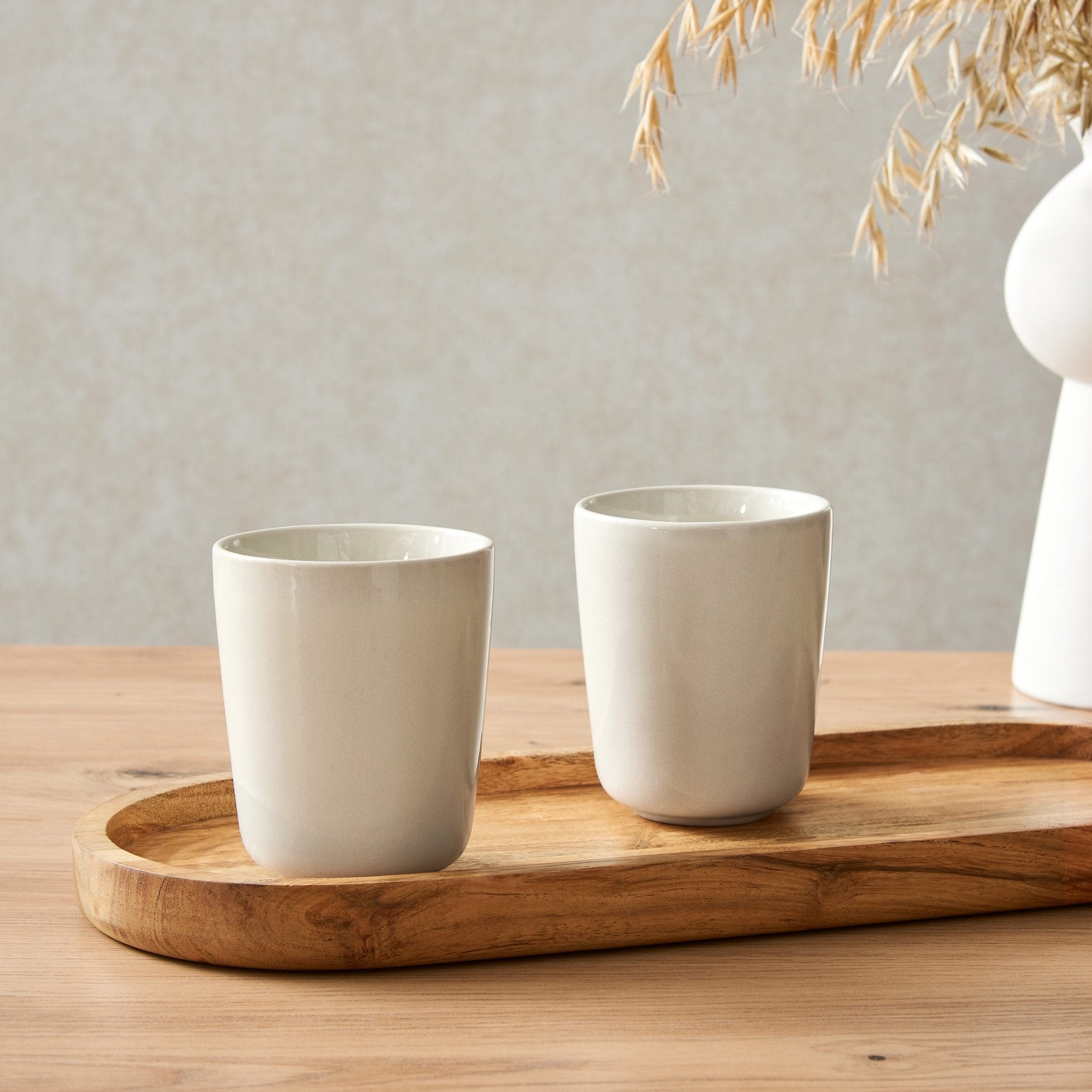 Dusklia - Hans Set of 2 Reactive Glaze Handleless Coffee Mugs - Latte