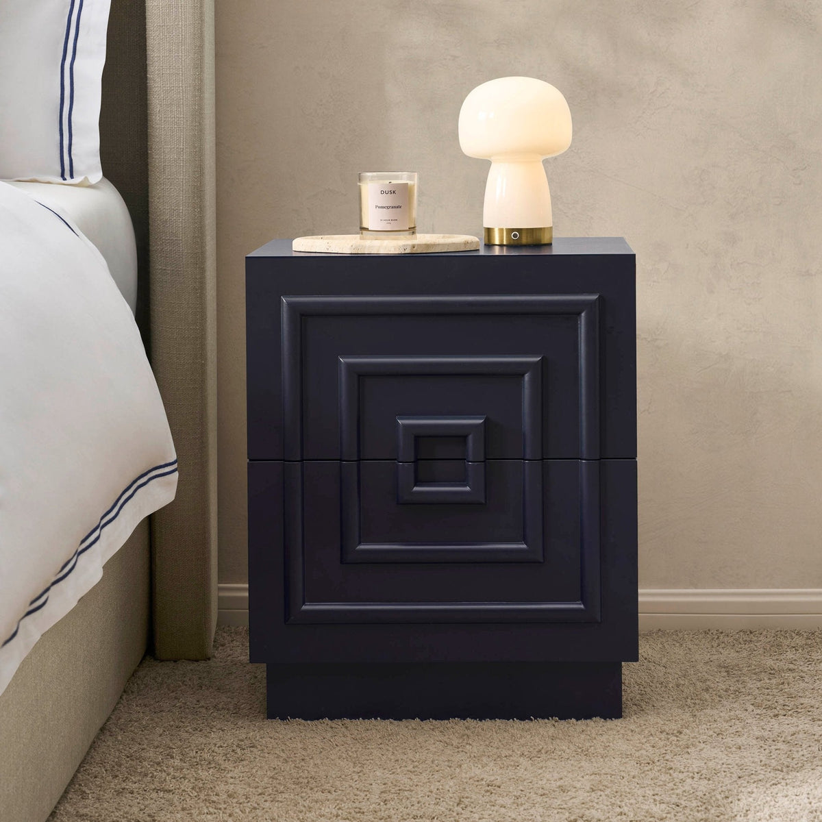 Dusklia - Harlow 2 Drawer Bedside Table - Midnight