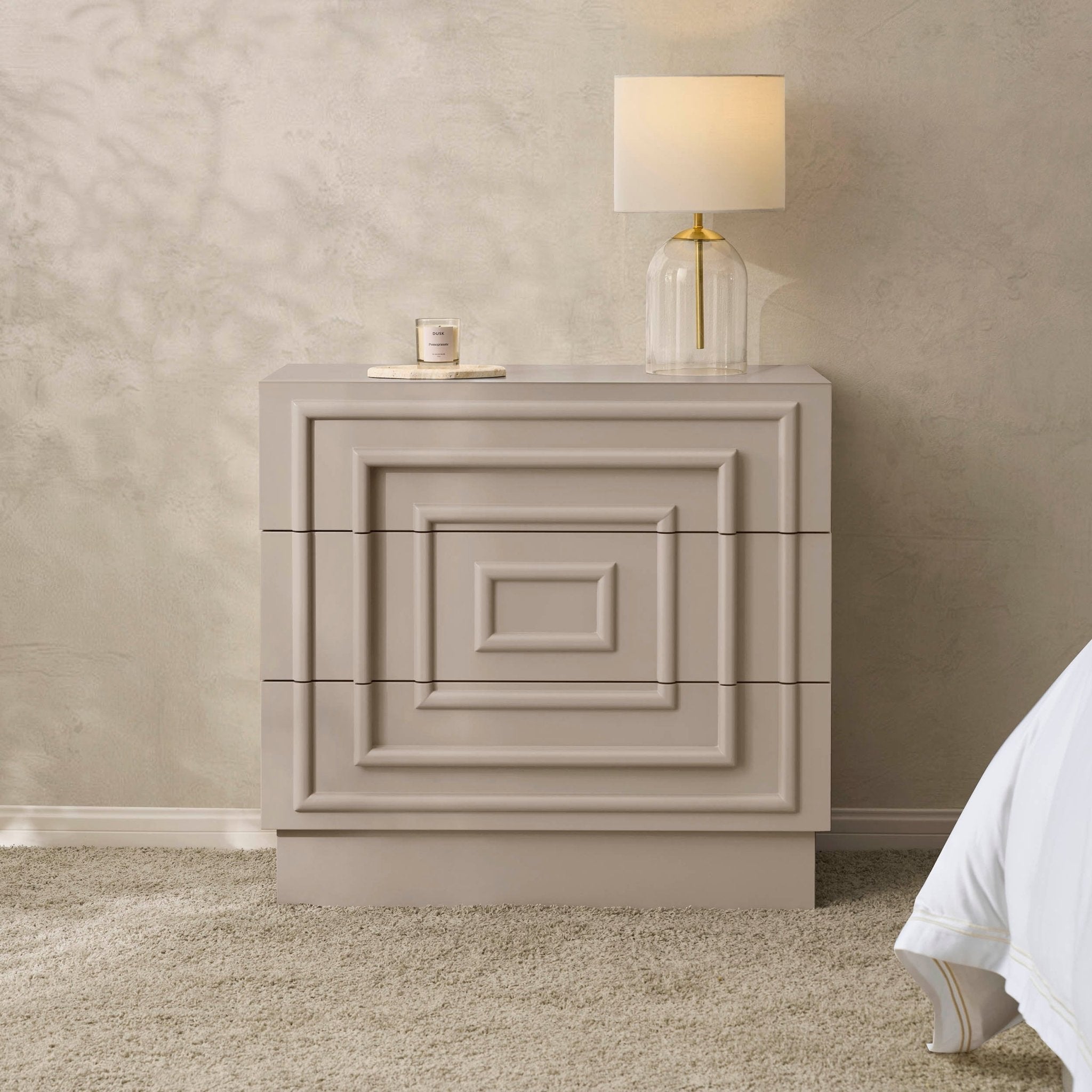 Dusklia - Harlow 3 Drawer Chest - Taupe