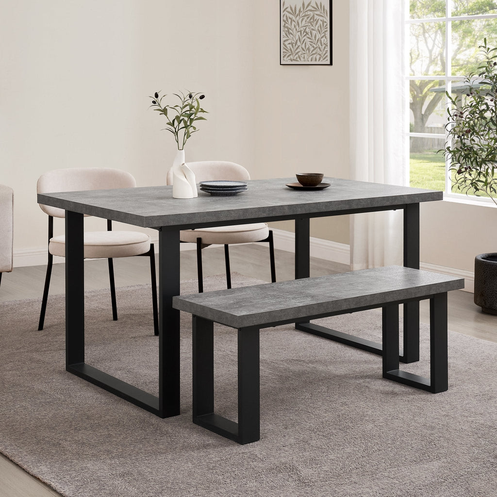 Dusklia - Harper 4-6 Seater Dining Table - Stone/Black