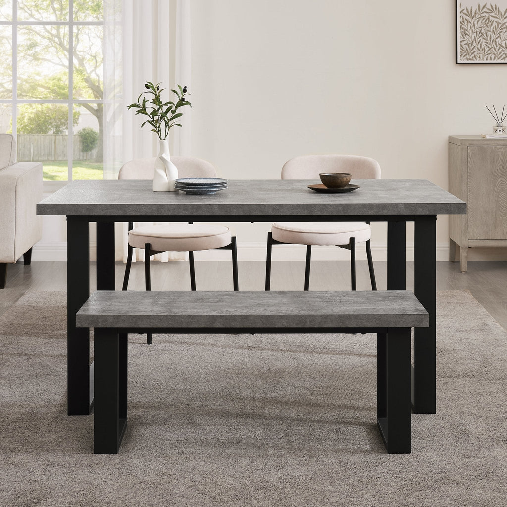 Dusklia - Harper 4-6 Seater Dining Table - Stone/Black