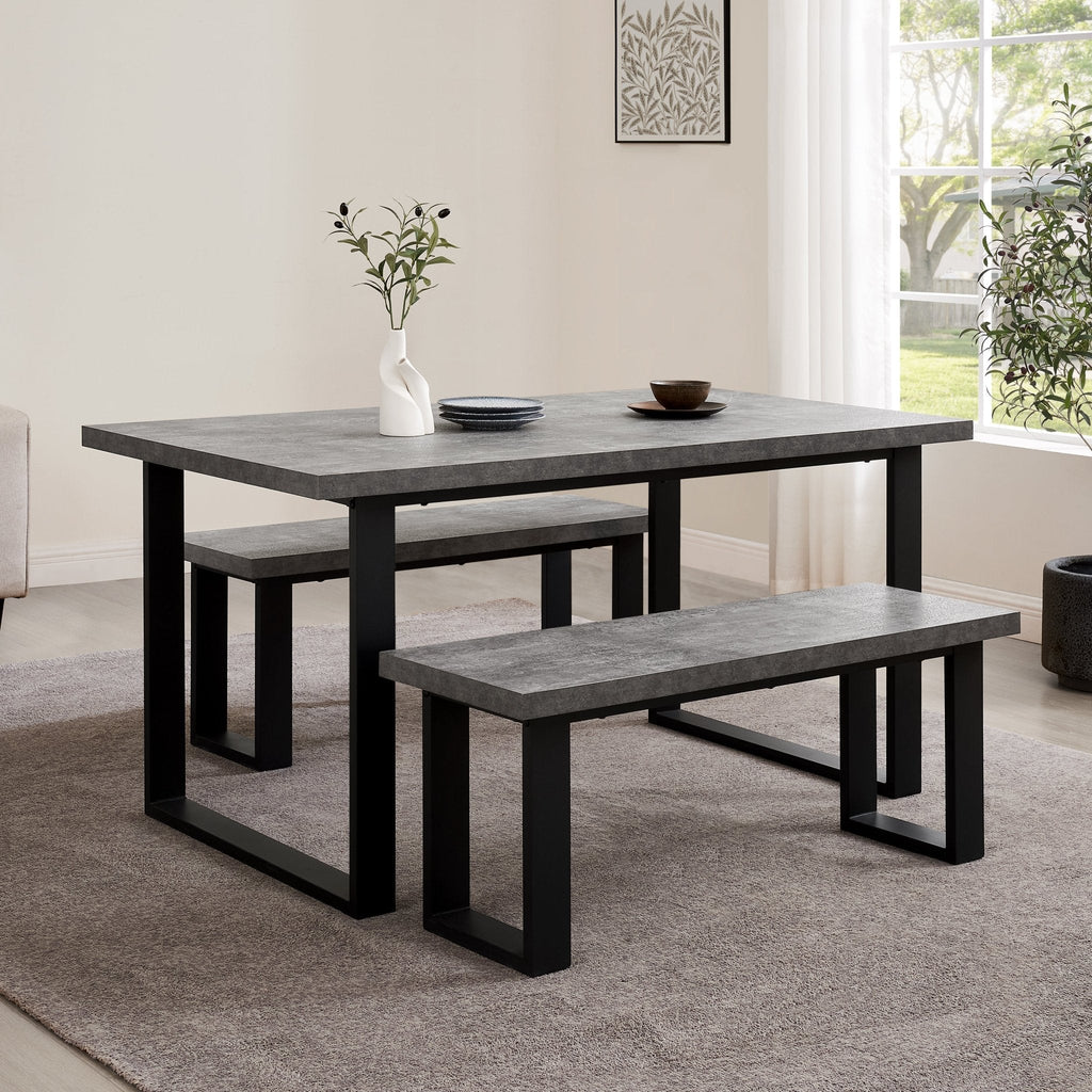 Dusklia - Harper Dining Bench - Stone/Black