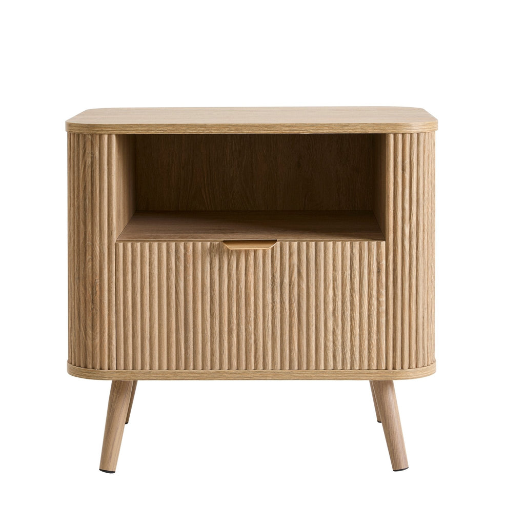 Dusklia - Hattie 1 Drawer Bedside with Shelf - Light Wood