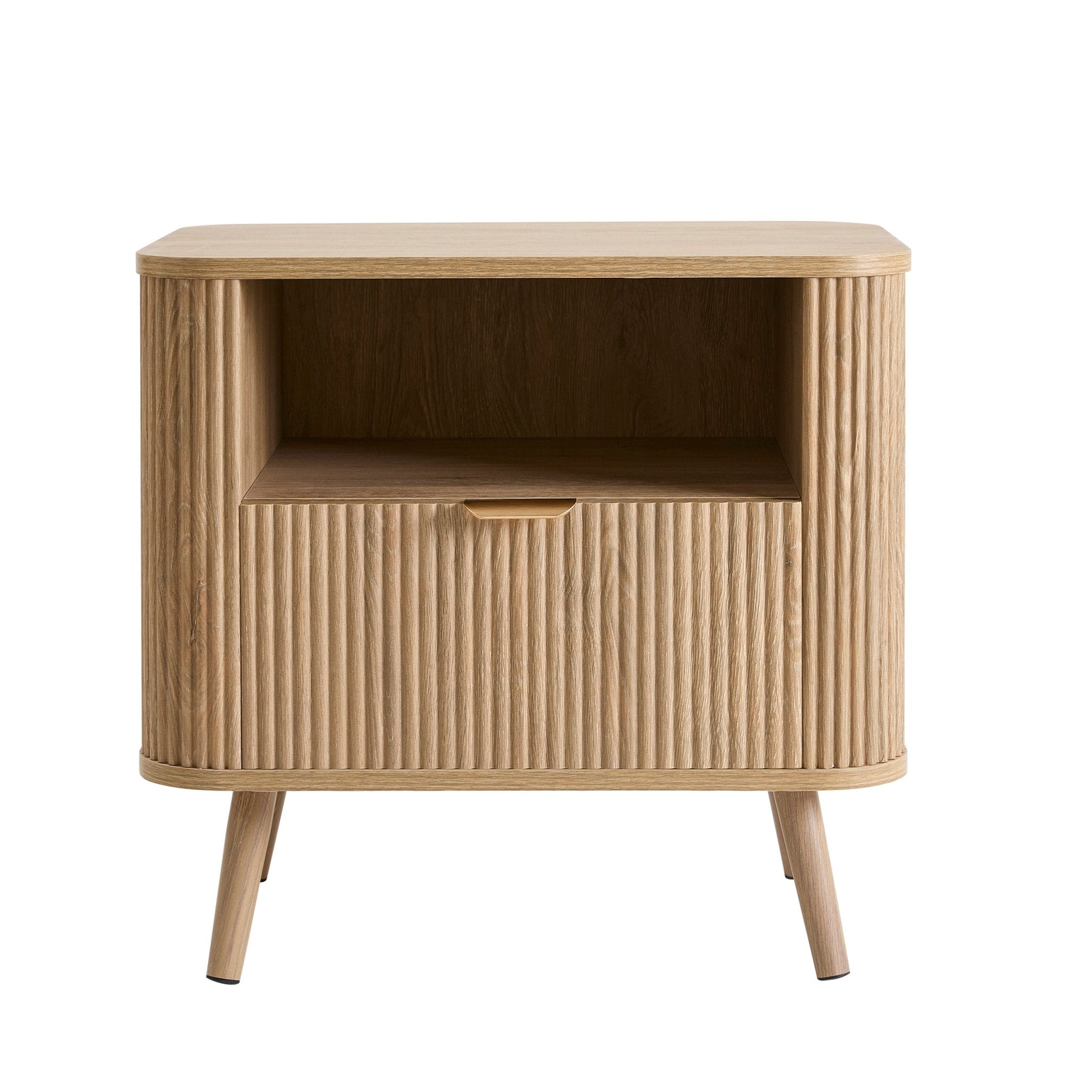 Dusklia - Hattie 1 Drawer Bedside with Shelf - Light Wood