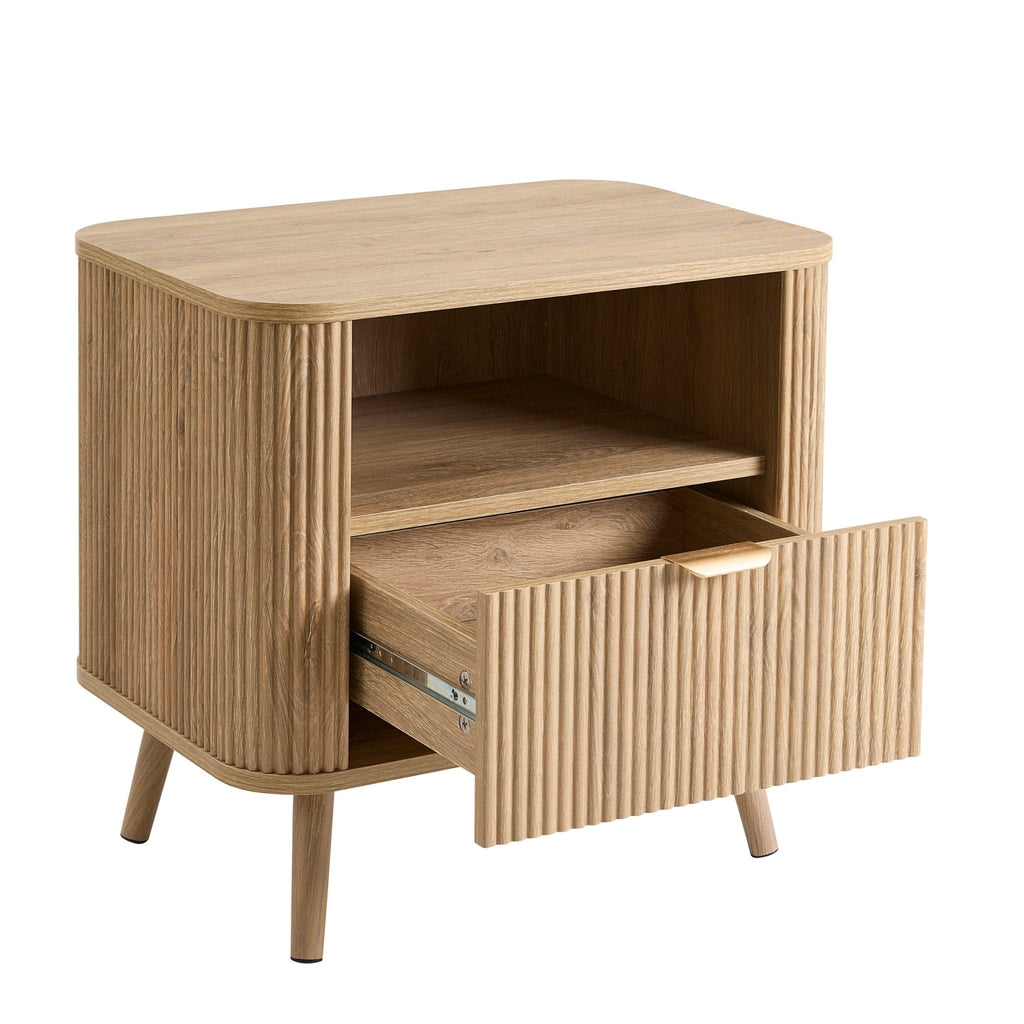 Dusklia - Hattie 1 Drawer Bedside with Shelf - Light Wood