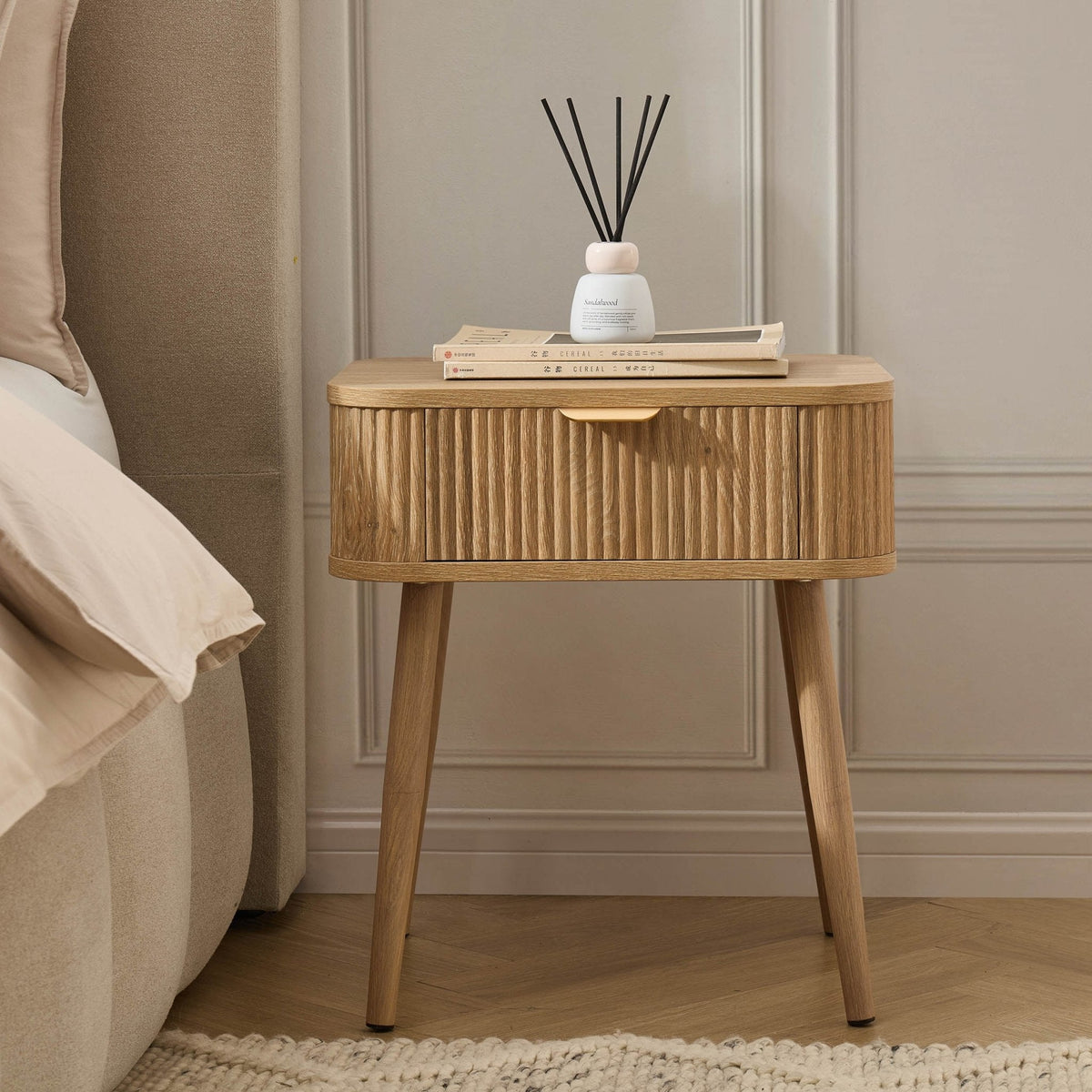 Dusklia - Hattie 1 Drawer Nightstand - Light Wood