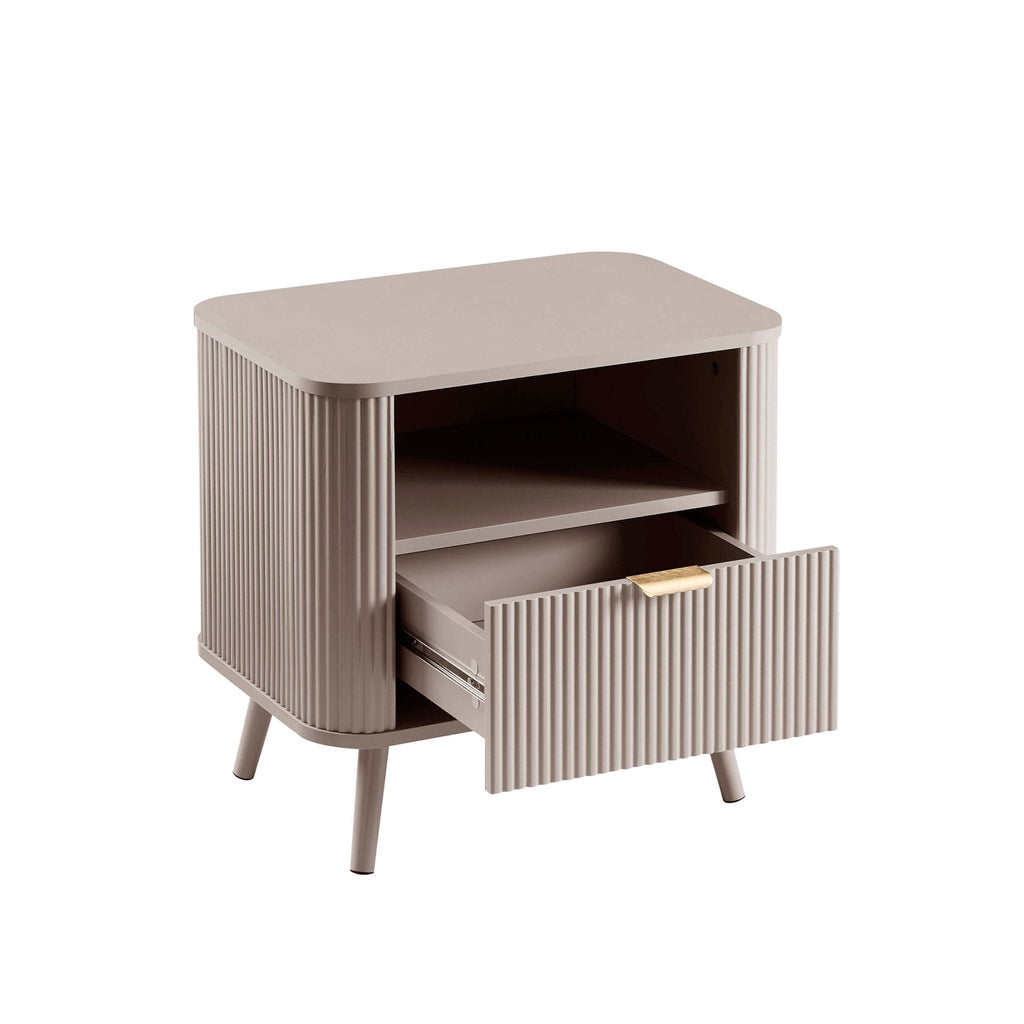 Dusklia - Hattie 1 Drawer Bedside with Shelf - Taupe