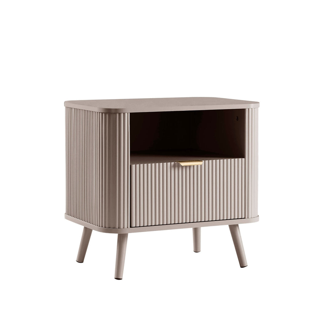Dusklia - Hattie 1 Drawer Bedside with Shelf - Taupe