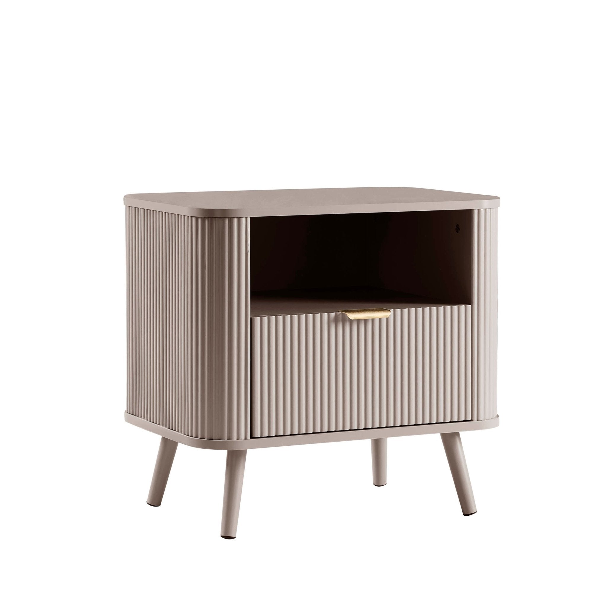 Dusklia - Hattie 1 Drawer Bedside with Shelf - Taupe