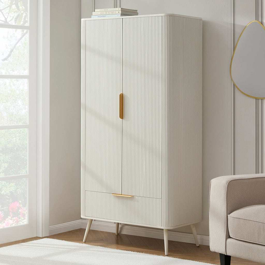 Dusklia - Hattie 2 Door Wardrobe with Drawer - Warm White