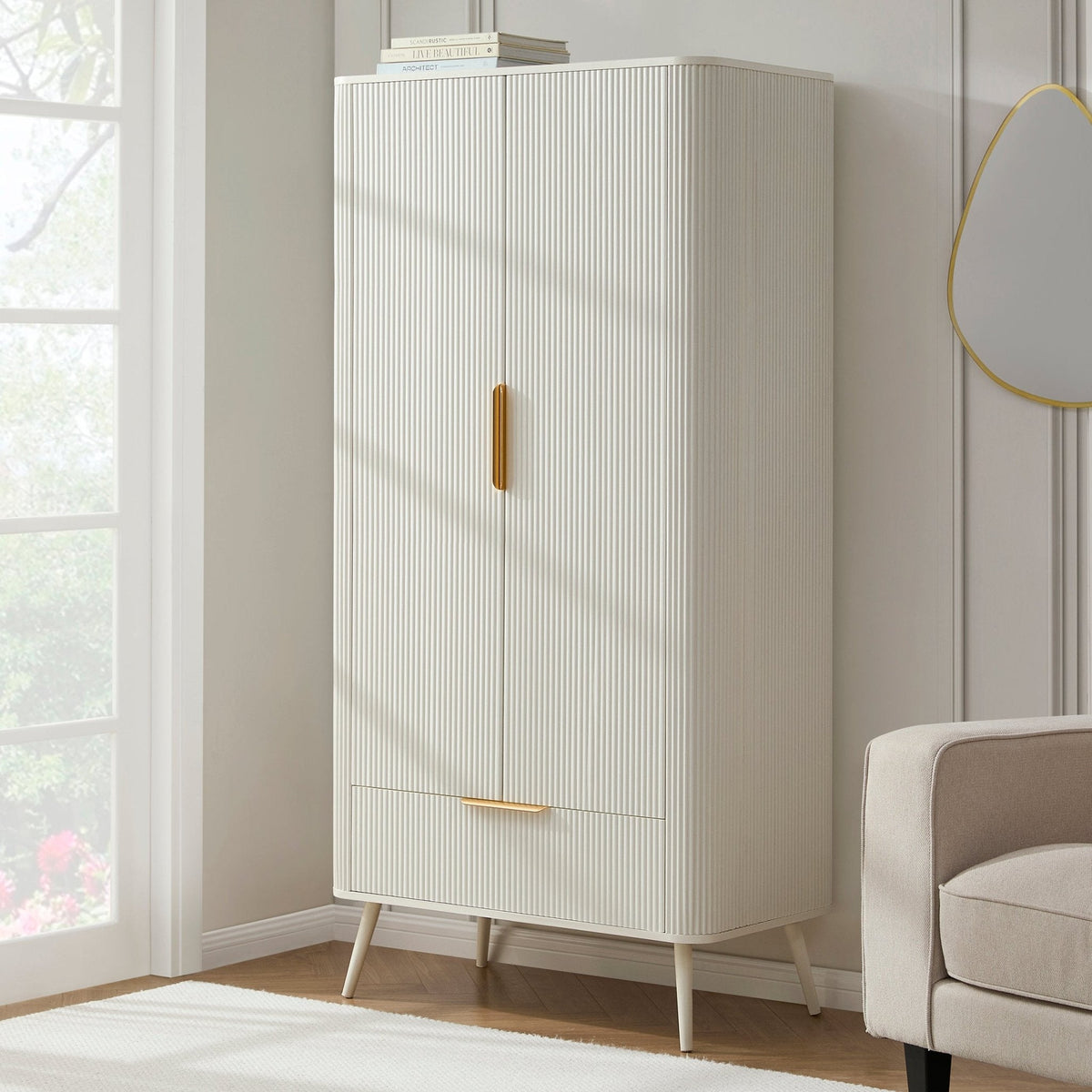 Dusklia - Hattie 2 Door Wardrobe with Drawer - Warm White