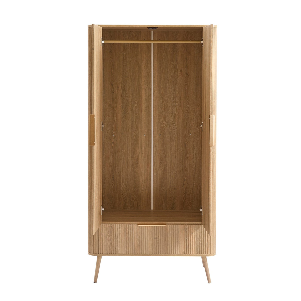 Dusklia - Hattie 2 Door Wardrobe with Drawer - Light Wood