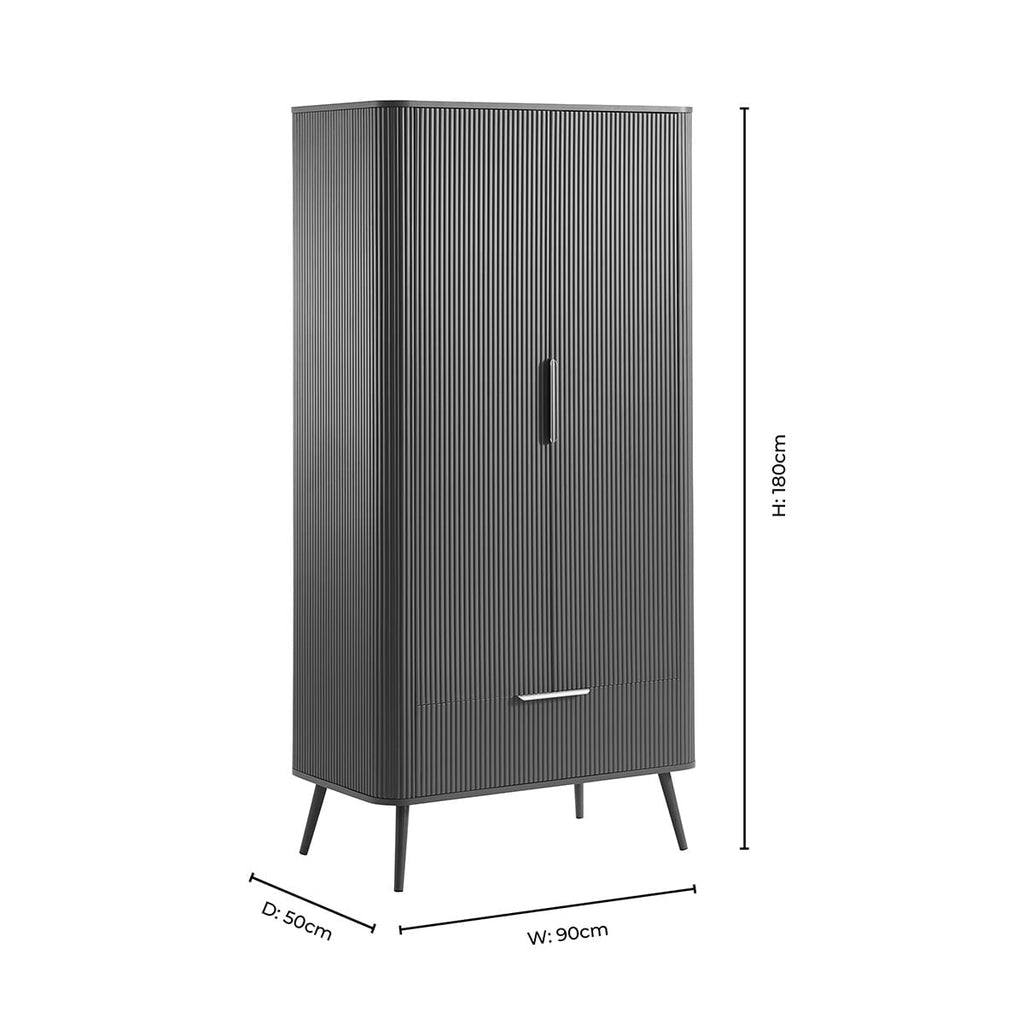 Dusklia - Hattie 2 Door Wardrobe with Drawer - Walnut