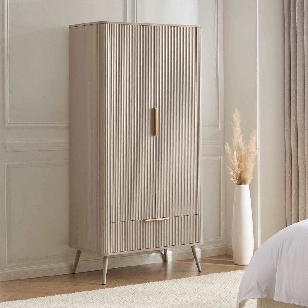 Dusklia - Hattie 2 Door Wardrobe with Drawer - Taupe