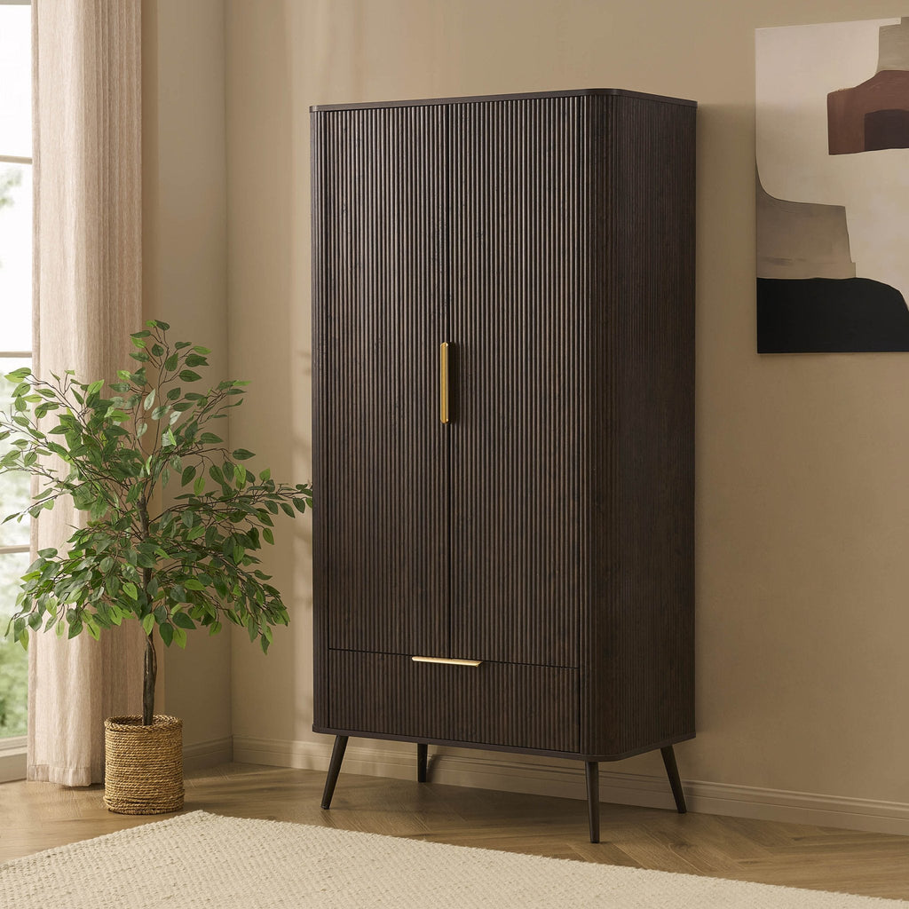 Dusklia - Hattie 2 Door Wardrobe with Drawer - Walnut