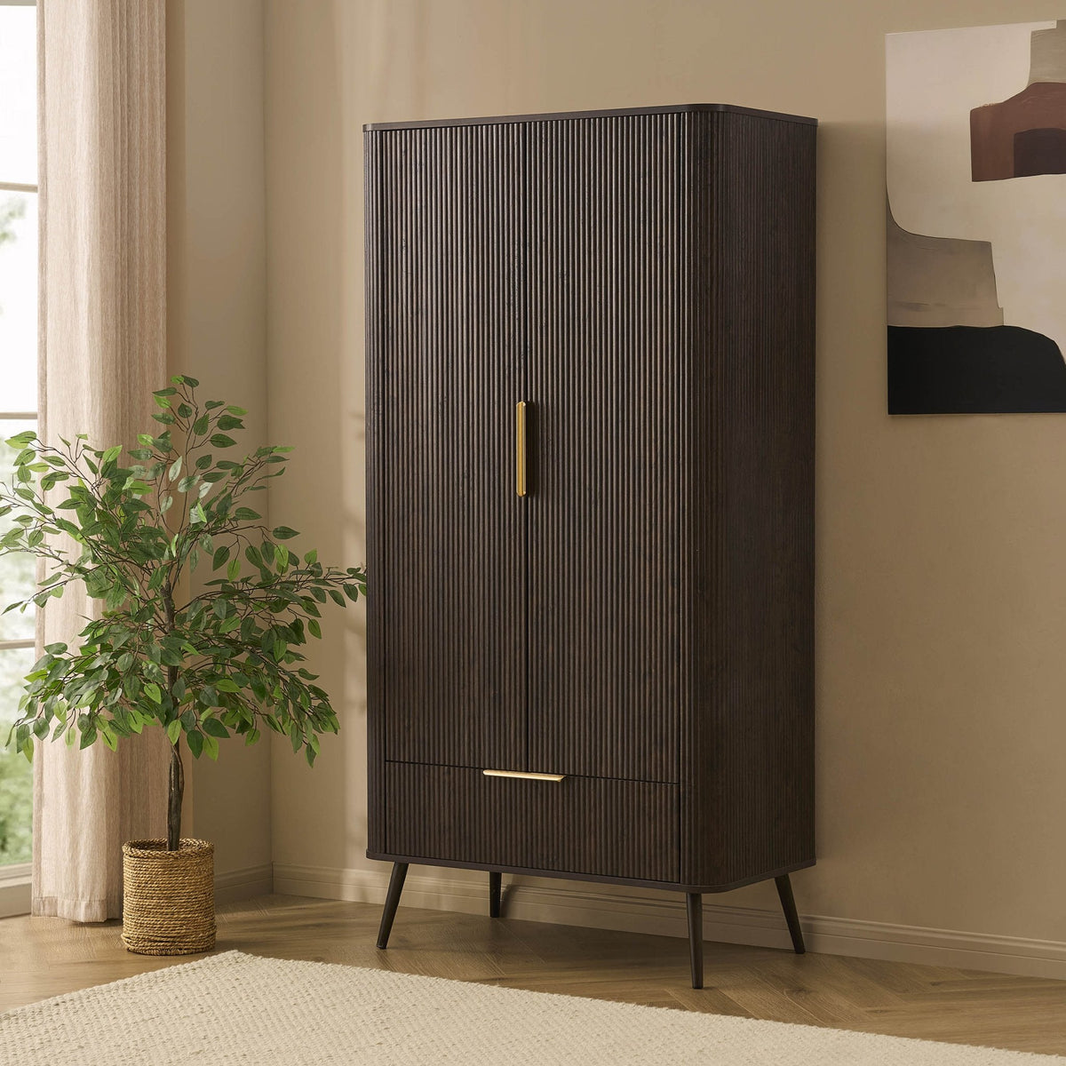 Dusklia - Hattie 2 Door Wardrobe with Drawer - Walnut