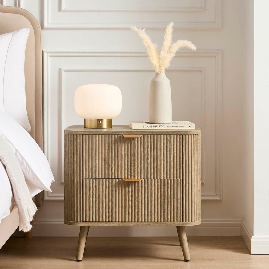 Dusklia - Hattie 2 Drawer Bedside Table - Light Wood