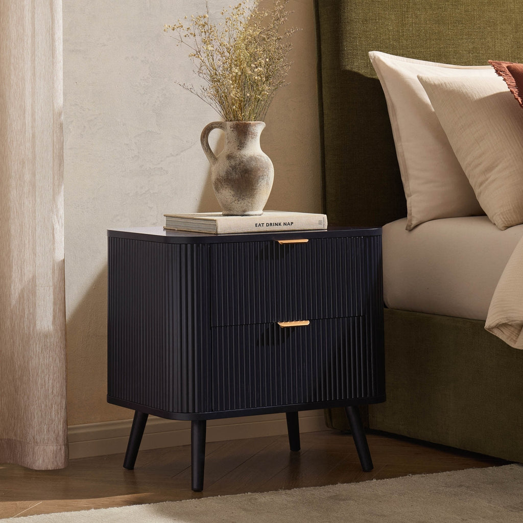 Dusklia - Hattie 2 Drawer Bedside Table- Midnight