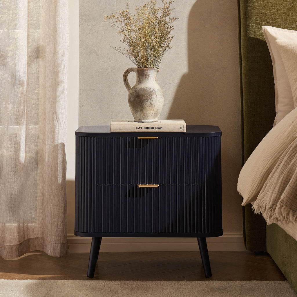 Dusklia - Hattie 2 Drawer Bedside Table- Midnight