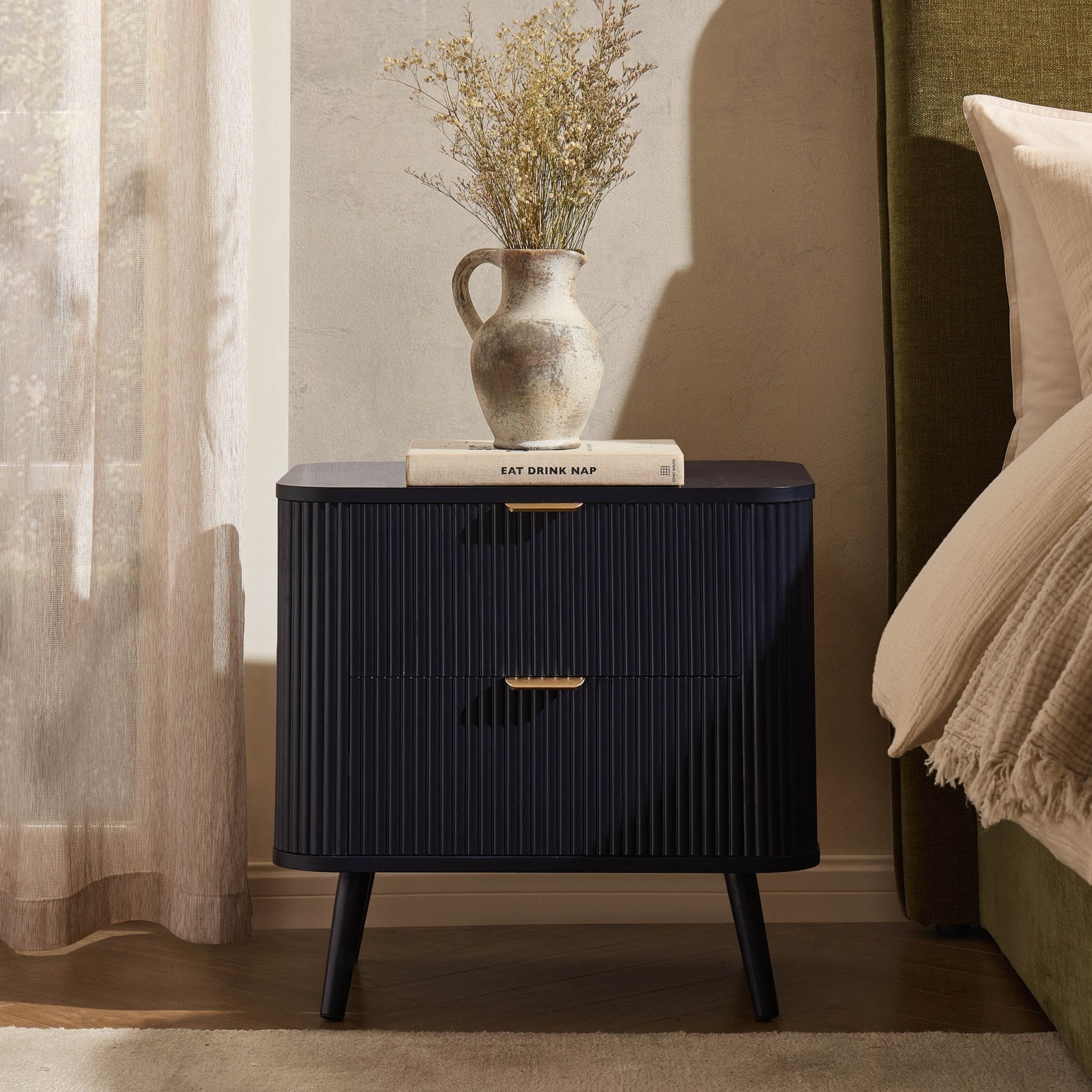 Dusklia - Hattie 2 Drawer Bedside Table- Midnight