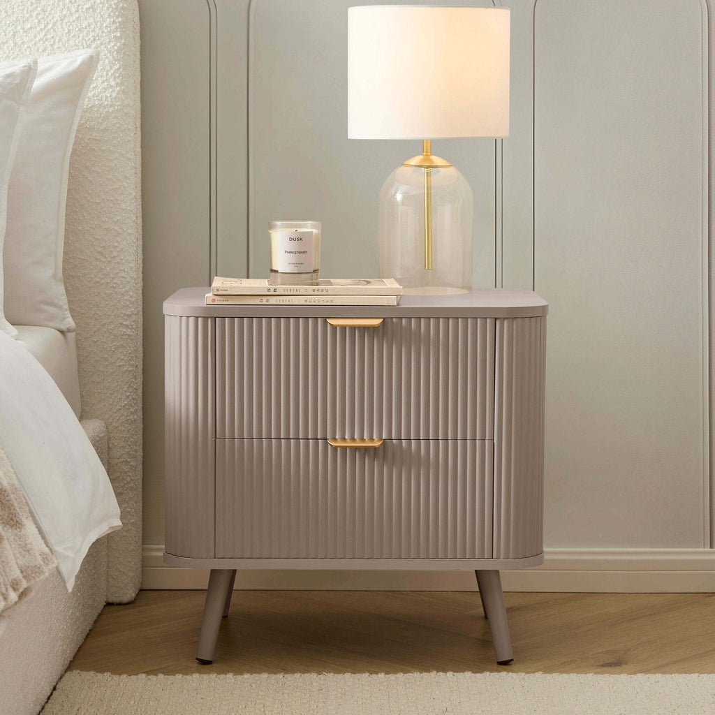 Dusklia - Hattie 2 Drawer Bedside Table - Taupe