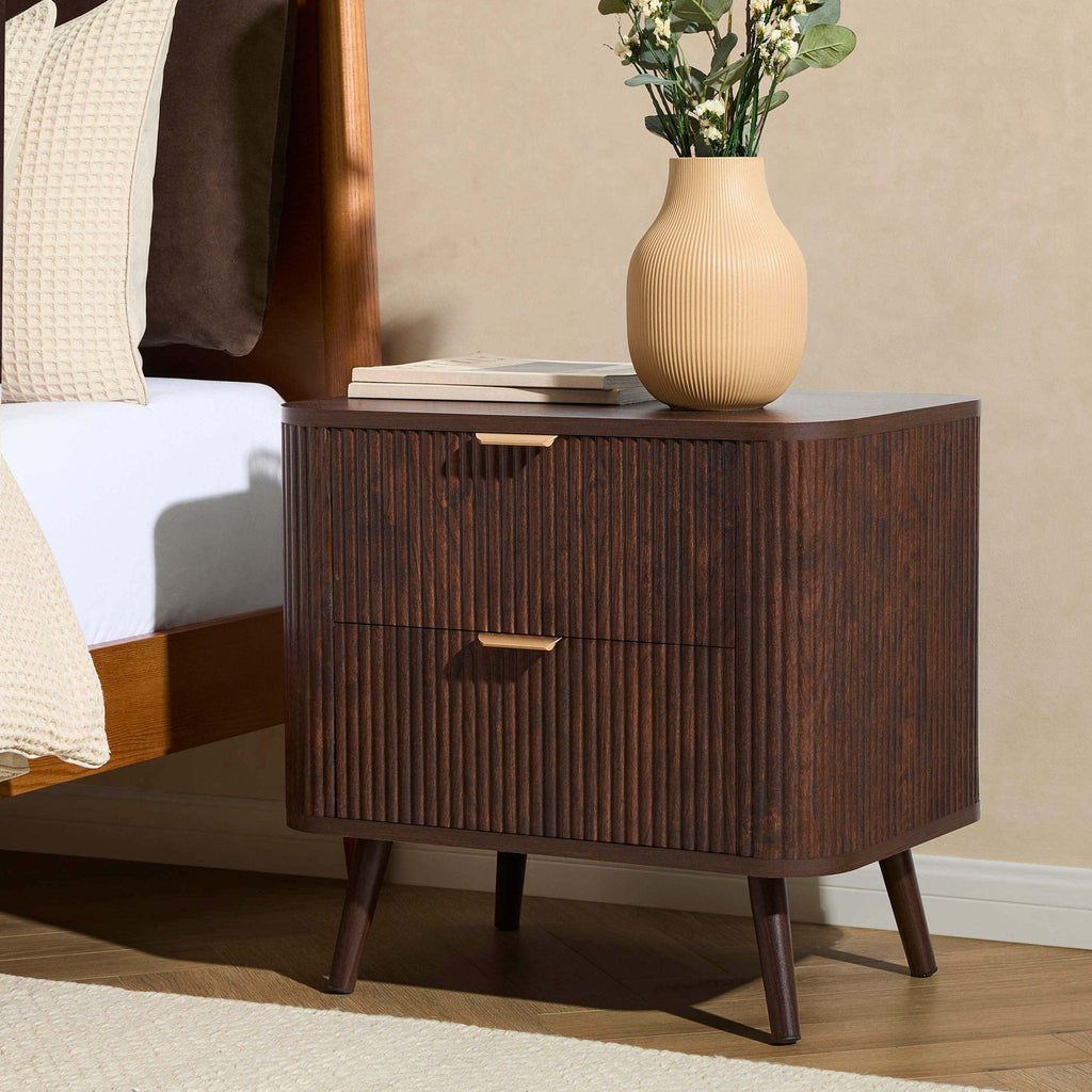 Dusklia - Hattie 2 Drawer Bedside Table - Walnut