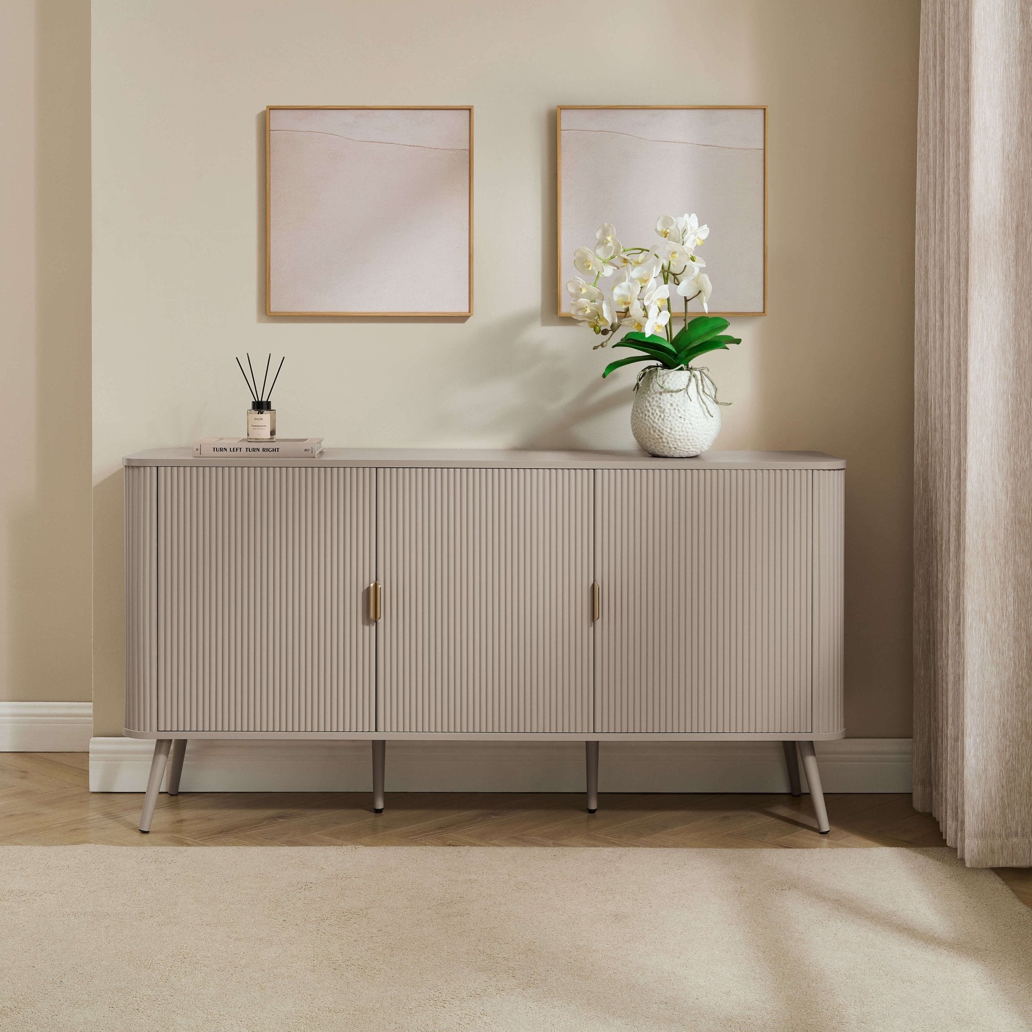 Dusklia - Hattie 3 Door Sideboard - Taupe