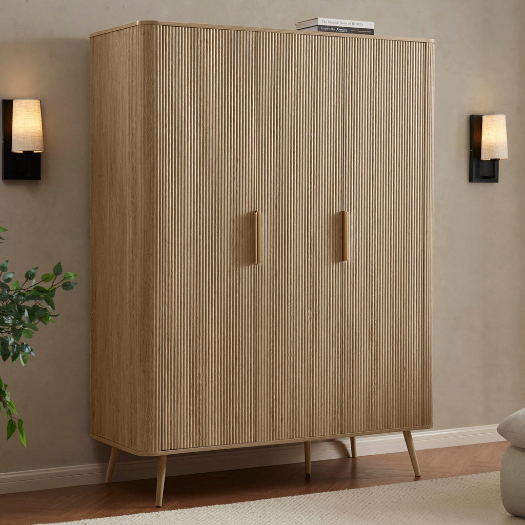 Dusklia - Hattie 3 Door Wardrobe - Light Wood