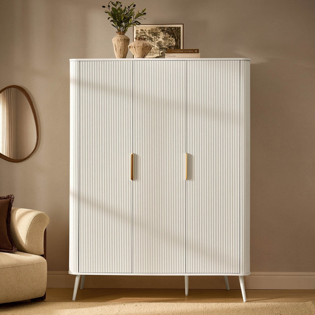 Dusklia - Hattie 3 Door Wardrobe - Warm White