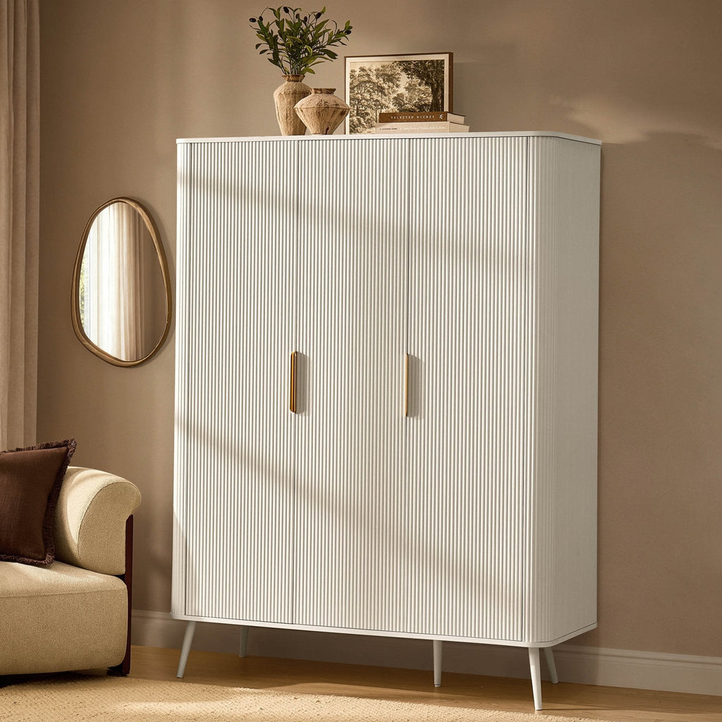 Dusklia - Hattie 3 Door Wardrobe - Warm White
