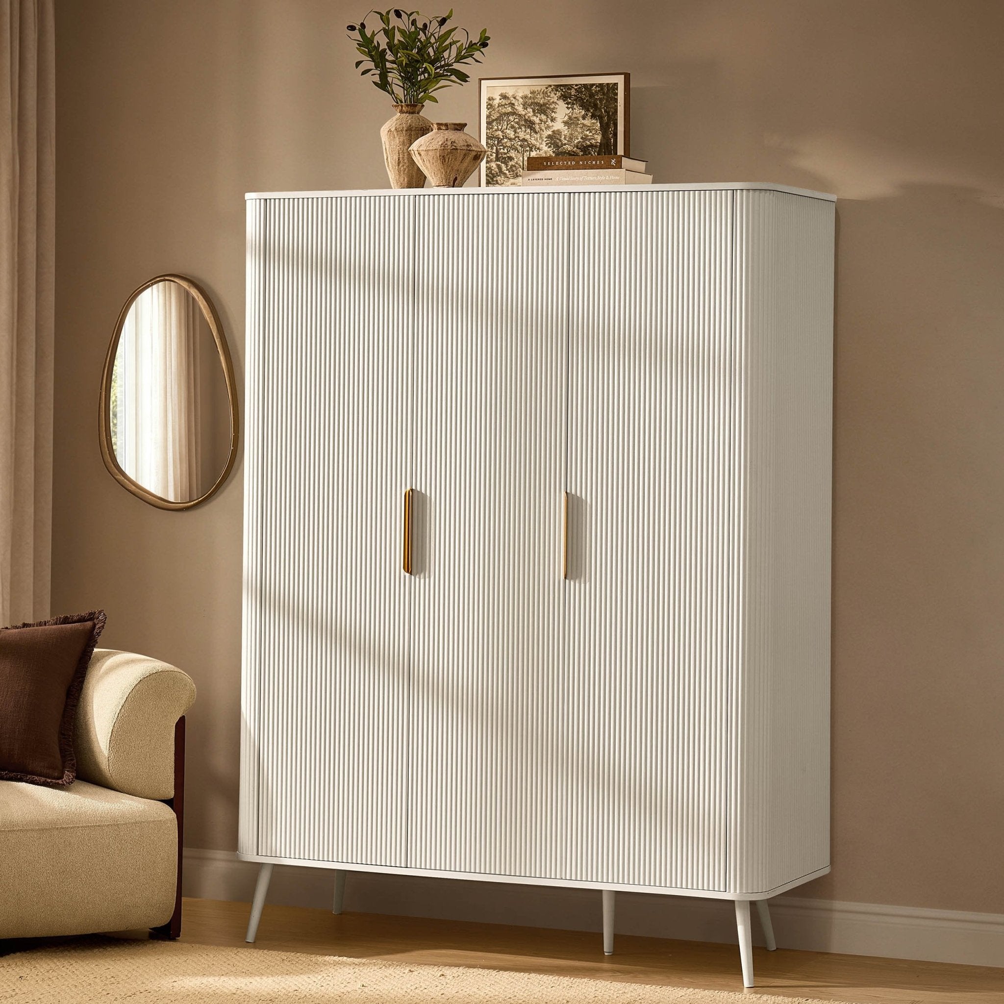 Dusklia - Hattie 3 Door Wardrobe - Warm White