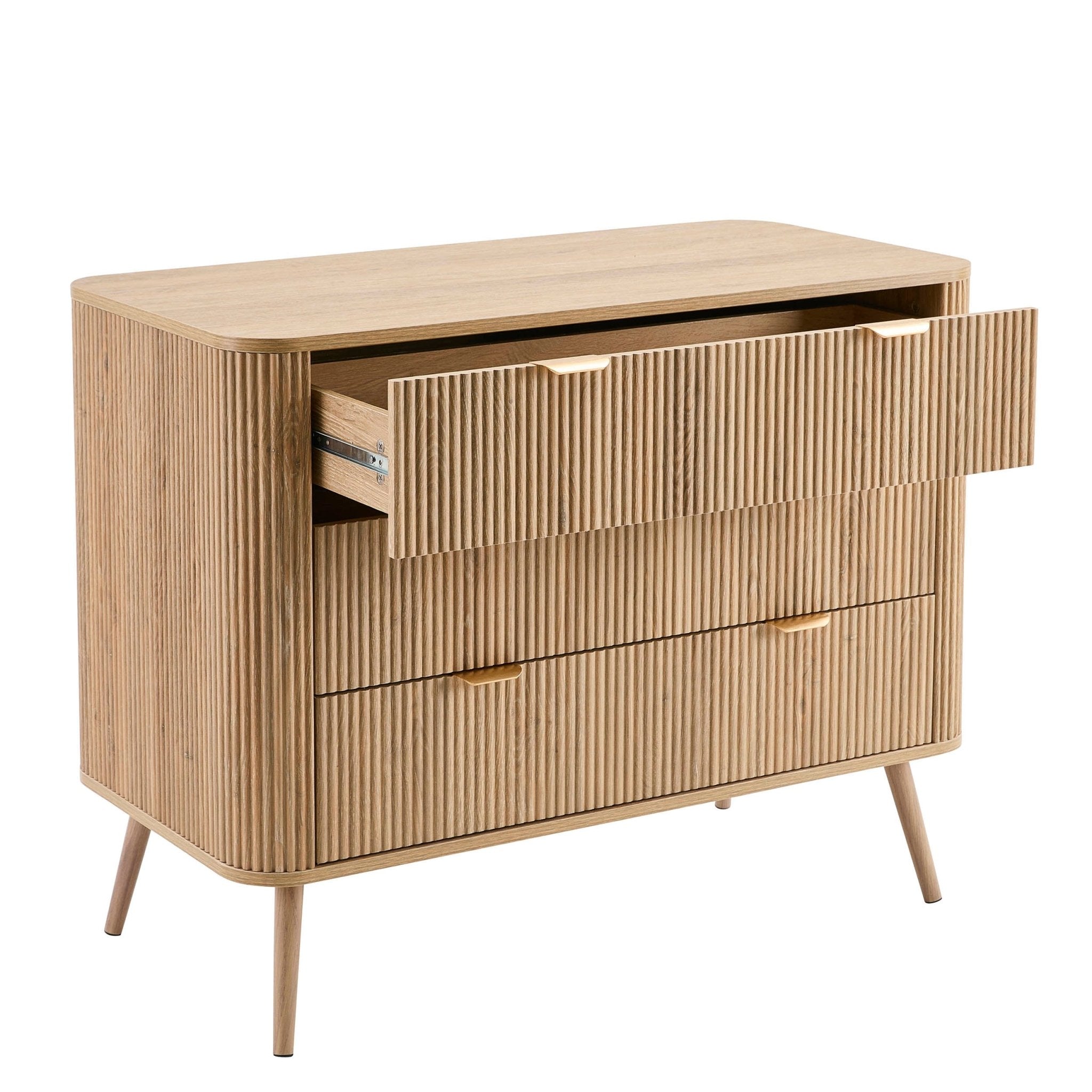 Dusklia - Hattie 3 Drawer Large Chest - Light Wood