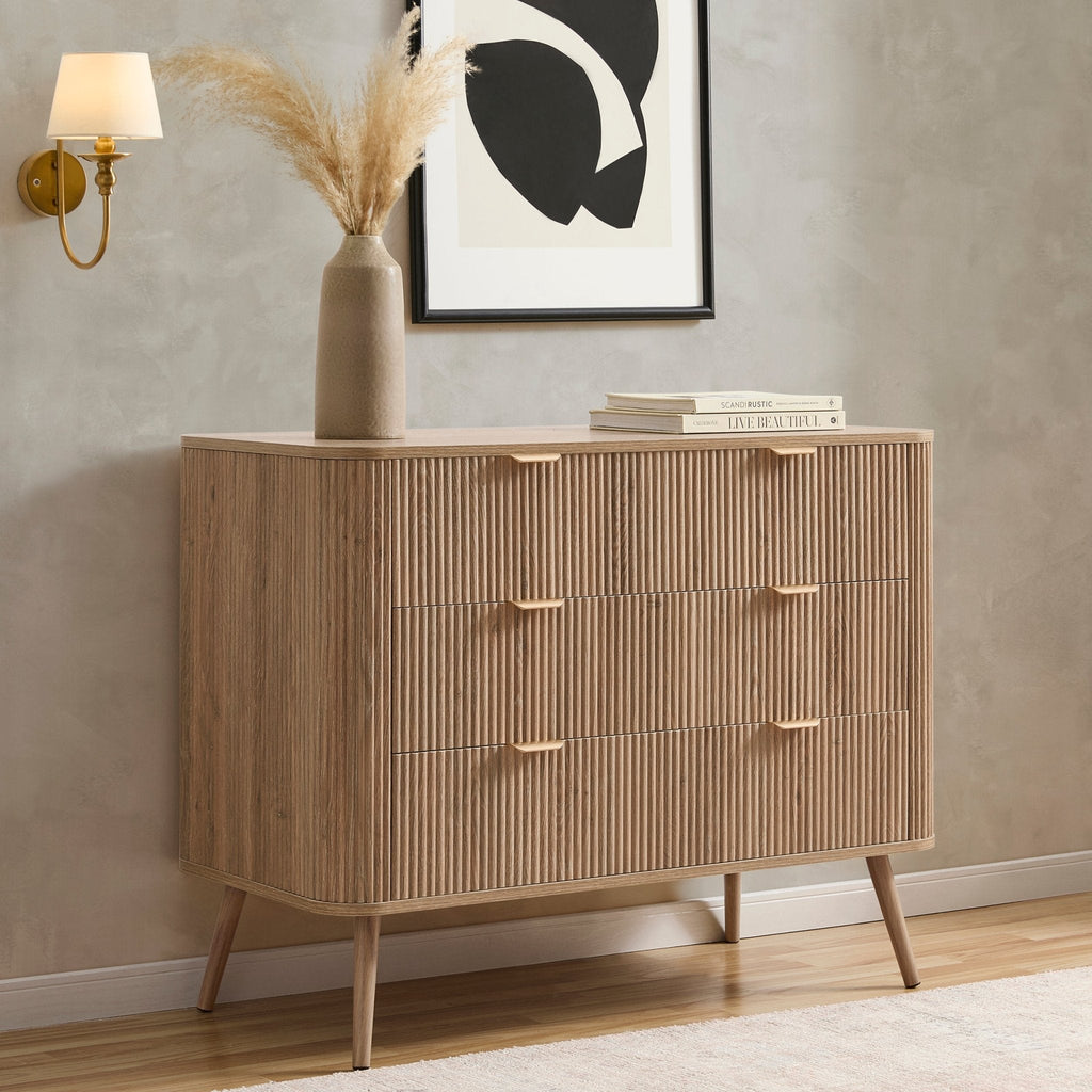 Dusklia - Hattie 3 Drawer Large Chest - Light Wood