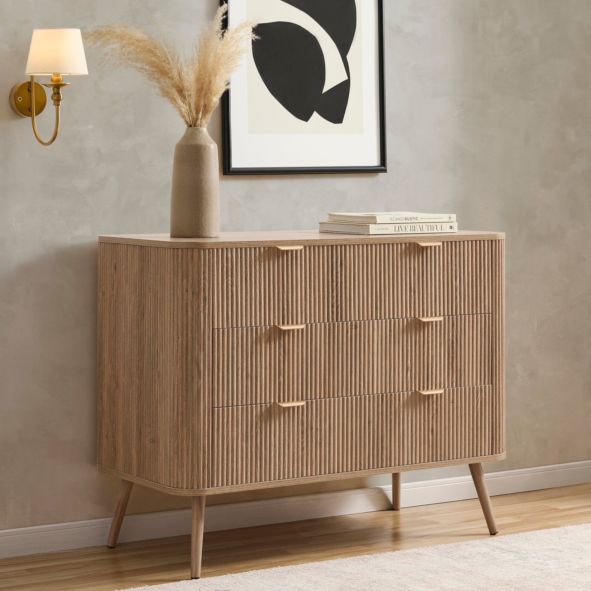 Dusklia - Hattie 3 Drawer Large Chest - Light Wood