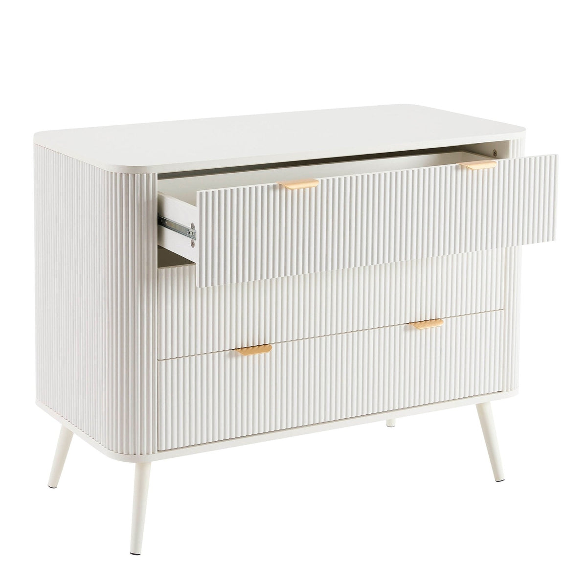 Dusklia - Hattie 3 Drawer Large Chest - Warm White