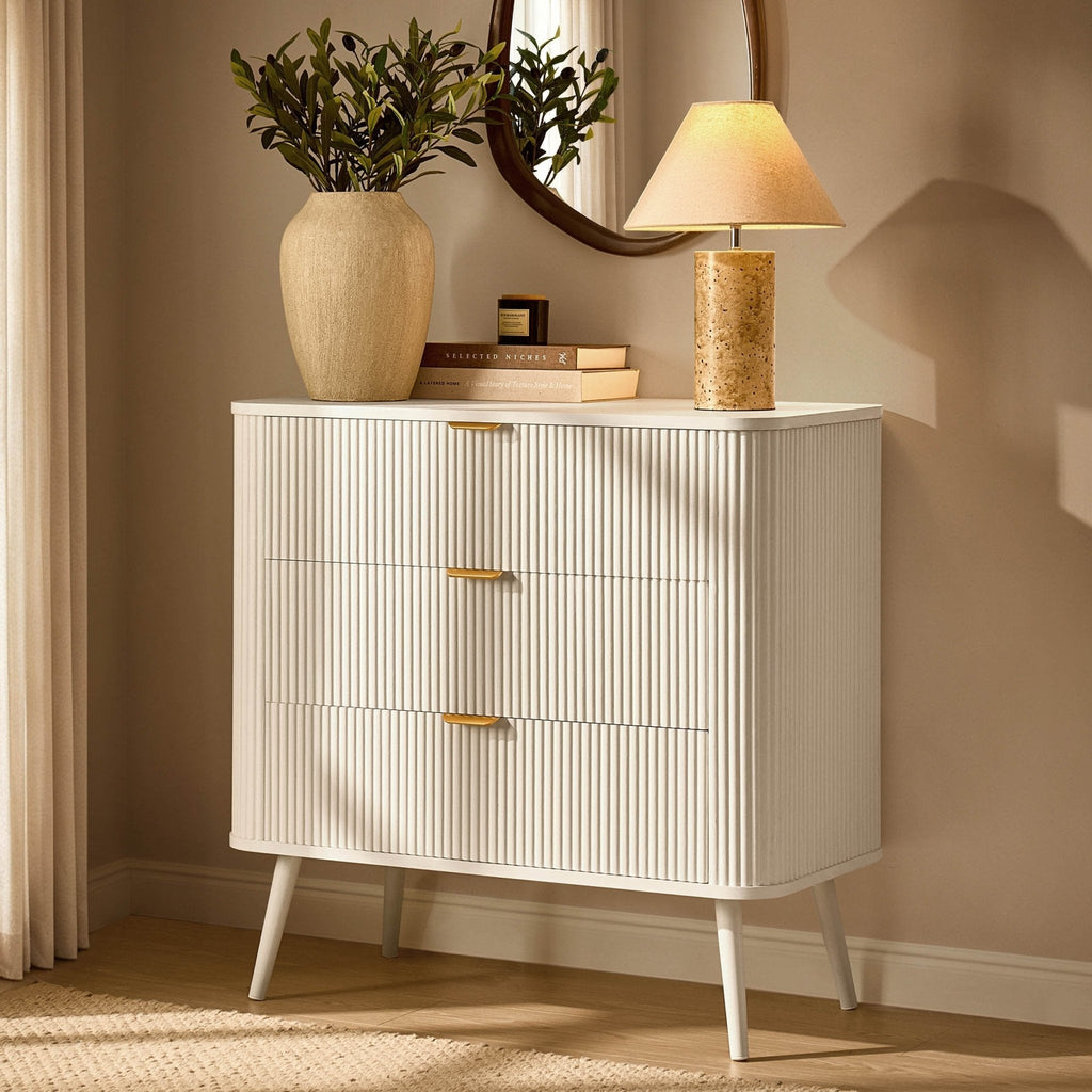 Dusklia - Hattie 3 Drawer Small Chest - Warm White