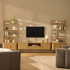 Dusklia - Hattie 3 Piece Bundle - 2 Shelving Units and TV Unit - Light Wood