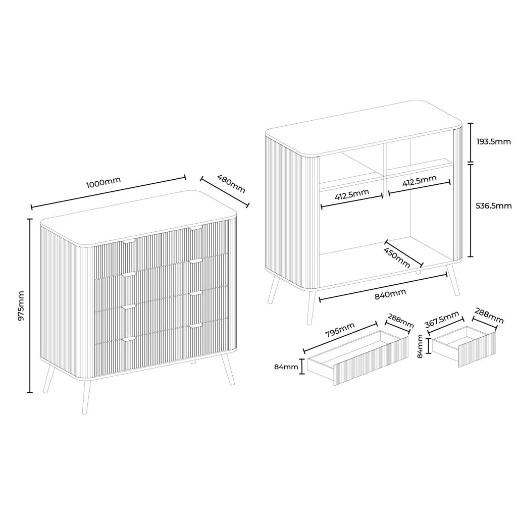 Dusklia - Hattie 5 Drawer Chest - Warm White