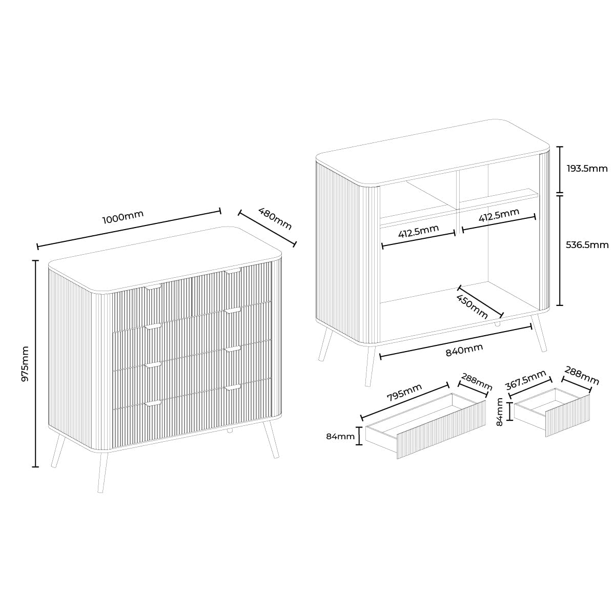 Dusklia - Hattie 5 Drawer Chest - Warm White