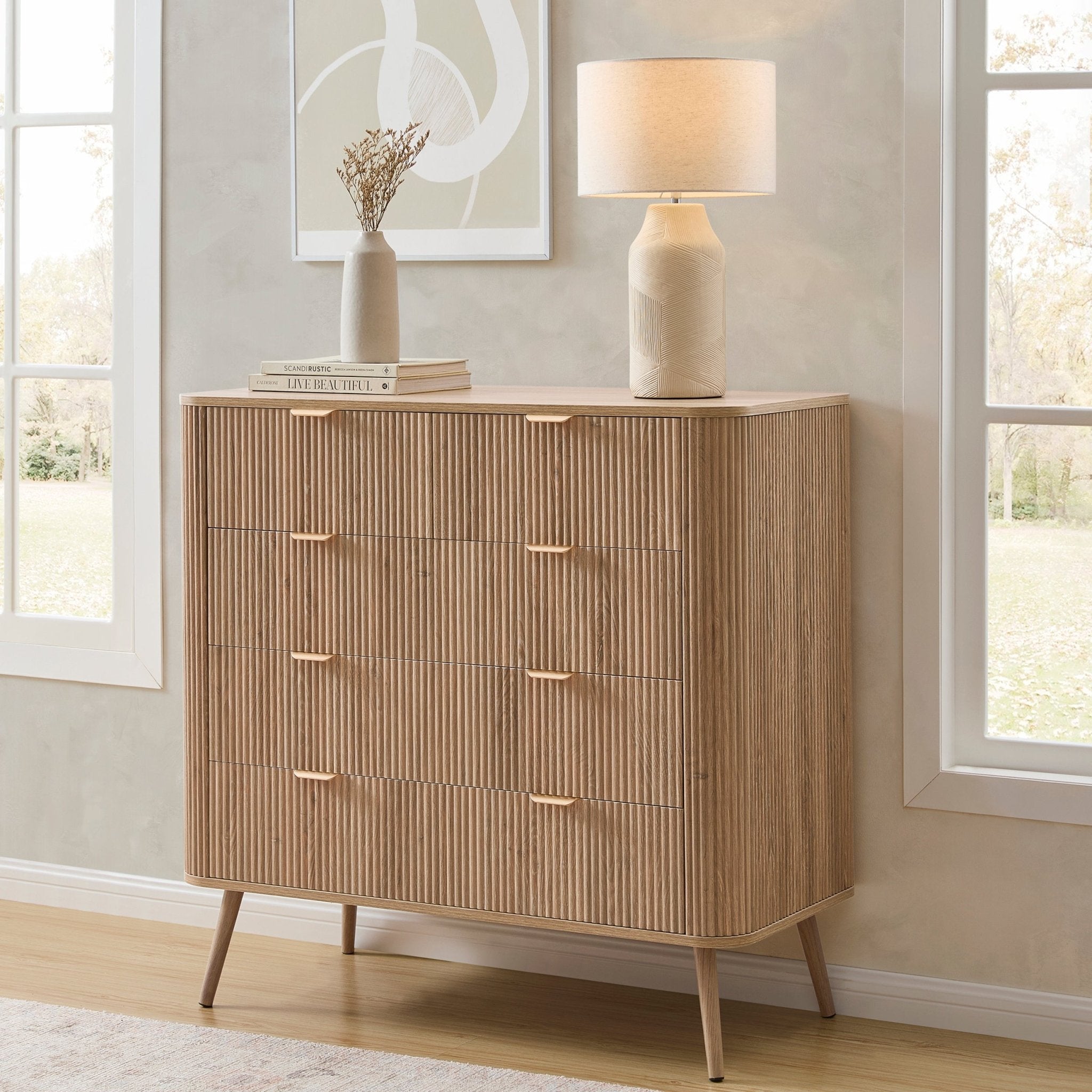 Dusklia - Hattie 5 Drawer Chest - Light Wood