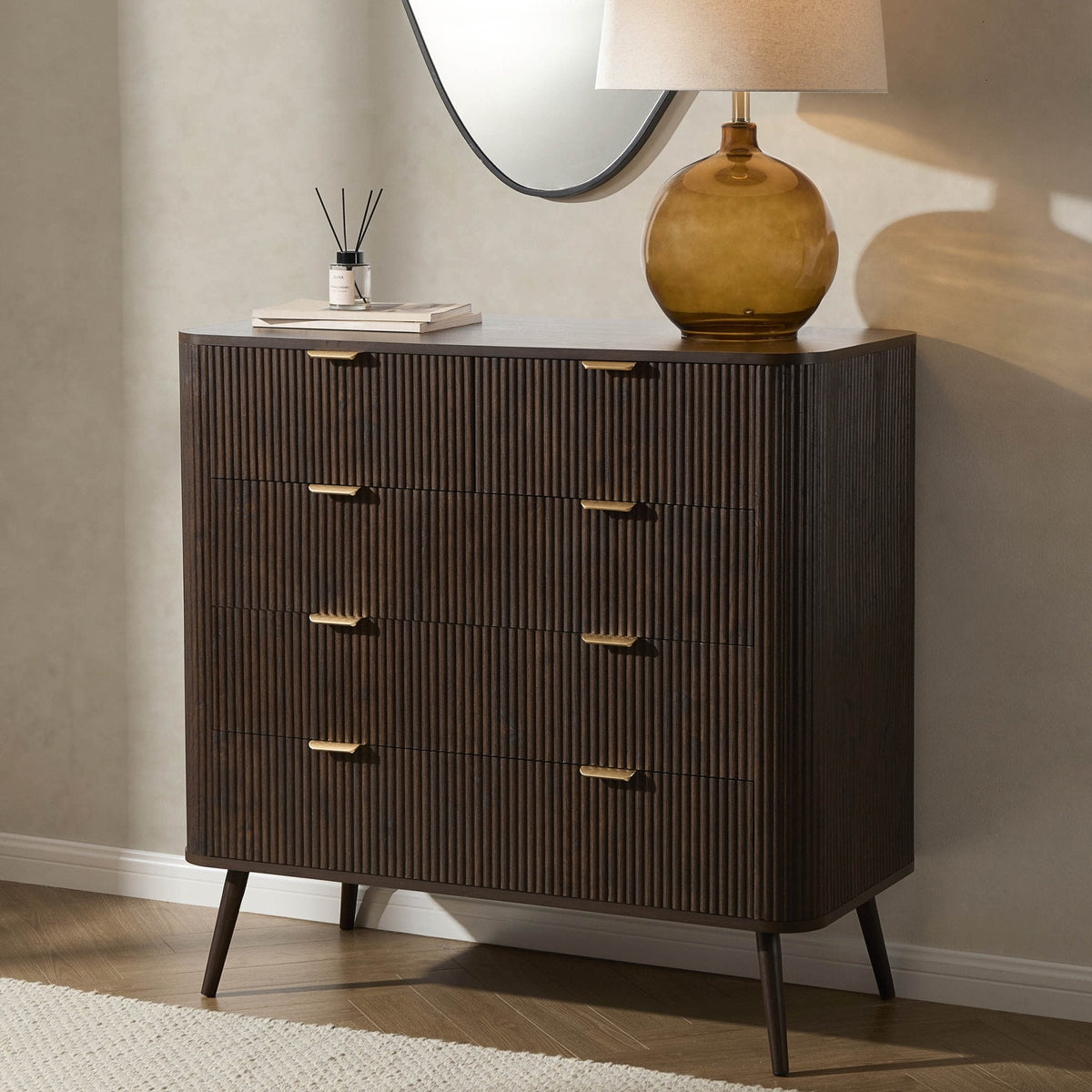 Dusklia - Hattie 5 Drawer Chest - Walnut