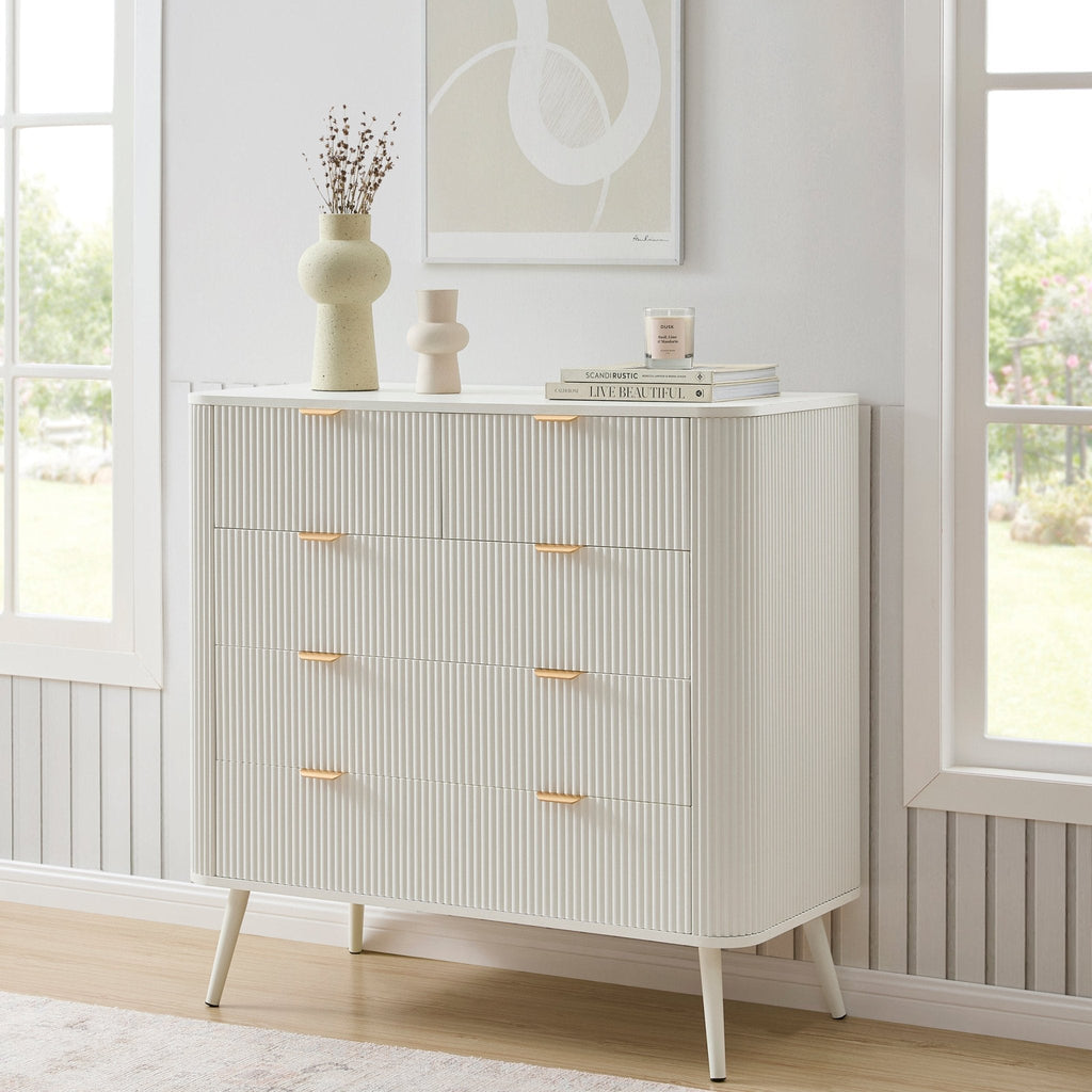 Dusklia - Hattie 5 Drawer Chest - Warm White