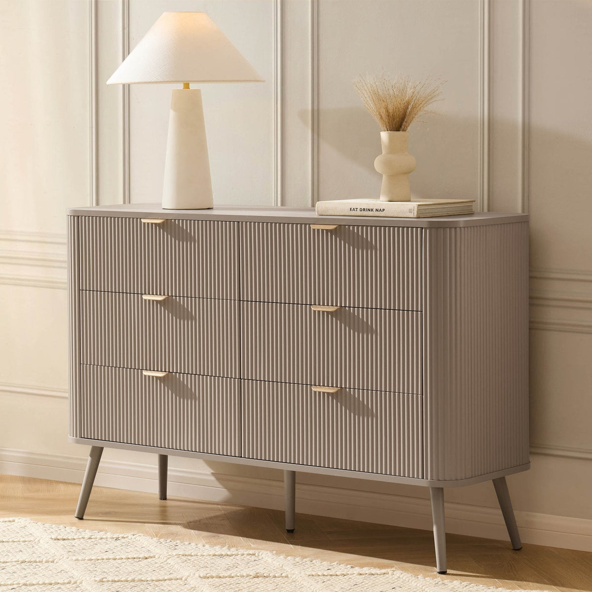 Dusklia - Hattie 6 Drawer Large Chest - Taupe