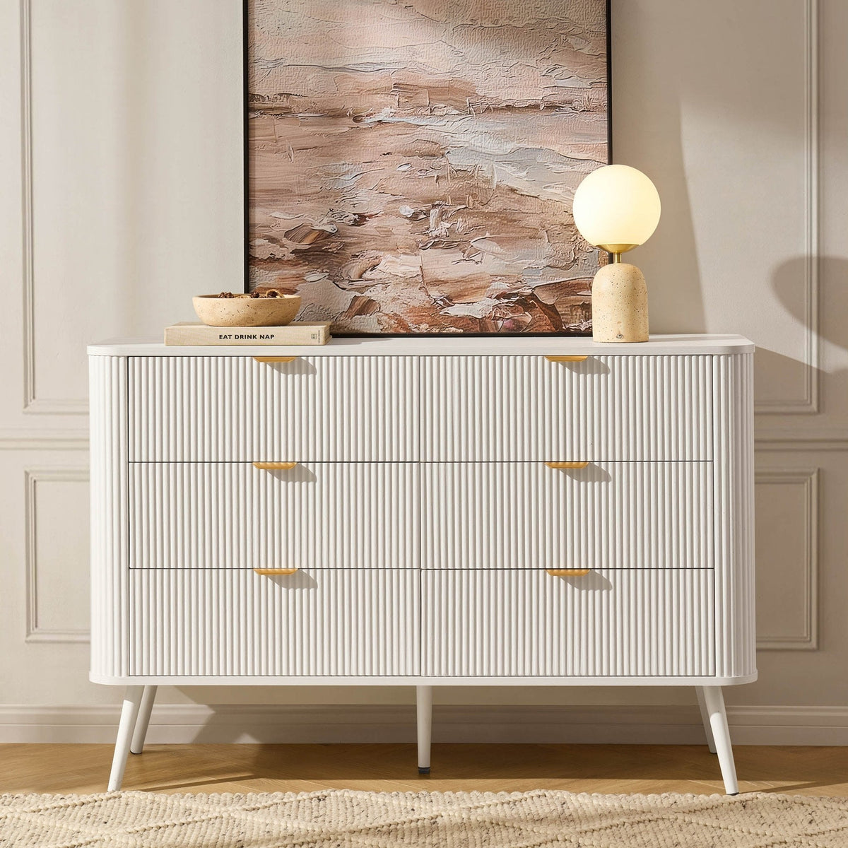 Dusklia - Hattie 6 Drawer Large Chest - Warm White